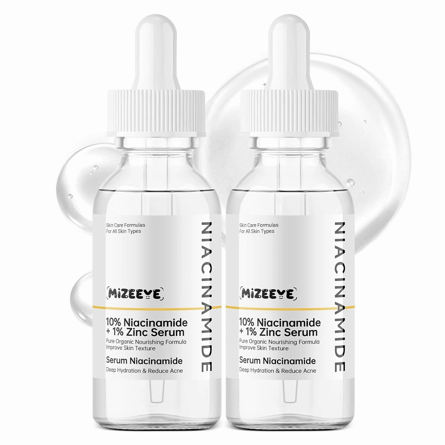 Niacinamide 10%   Zinc 1% Face Serum for Women, 2 PCS Refreshing Niacinamide Facial Serum For Acne.
