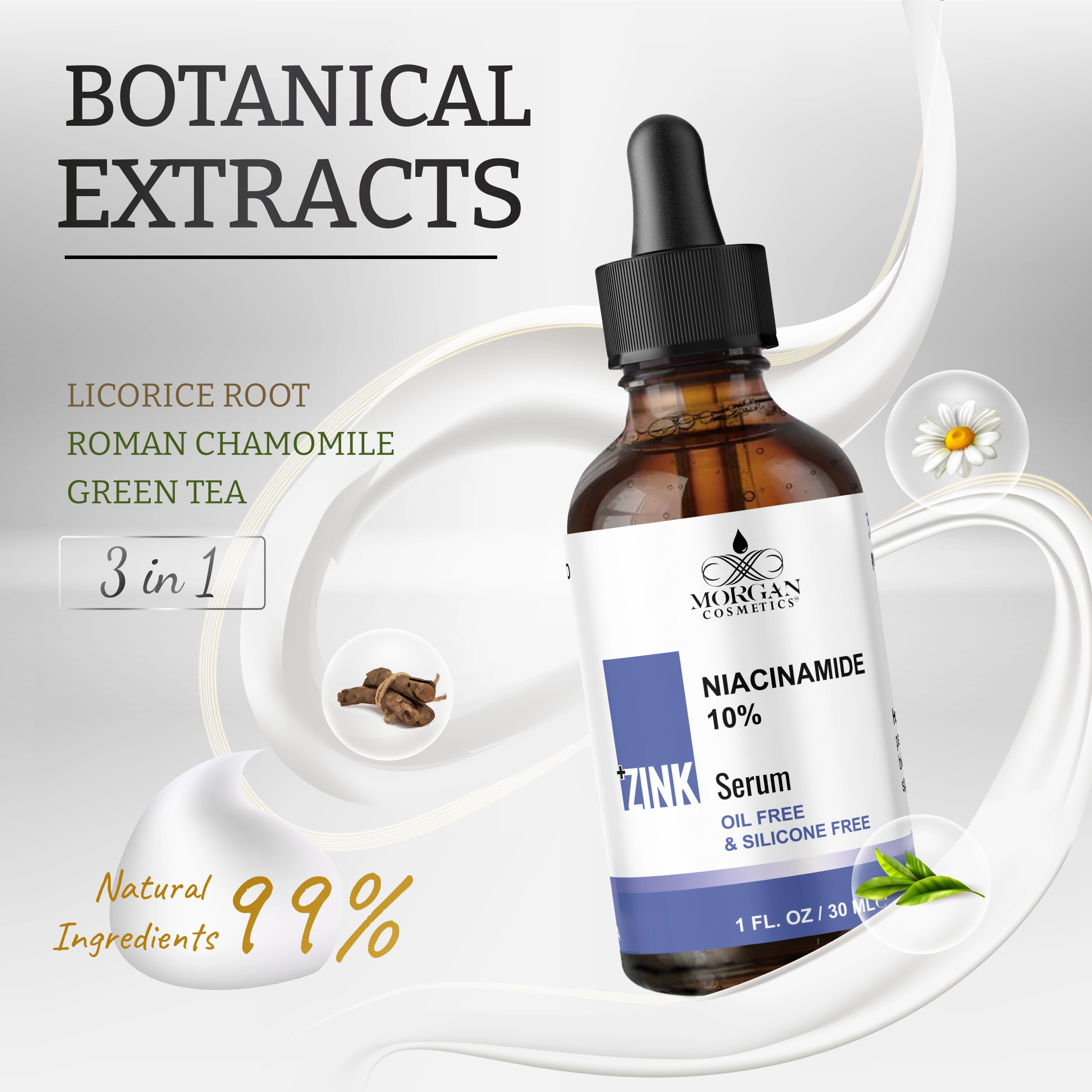 Niacinamide 10%   Zink 1% Serum 1 oz by Morgan Cosmetics