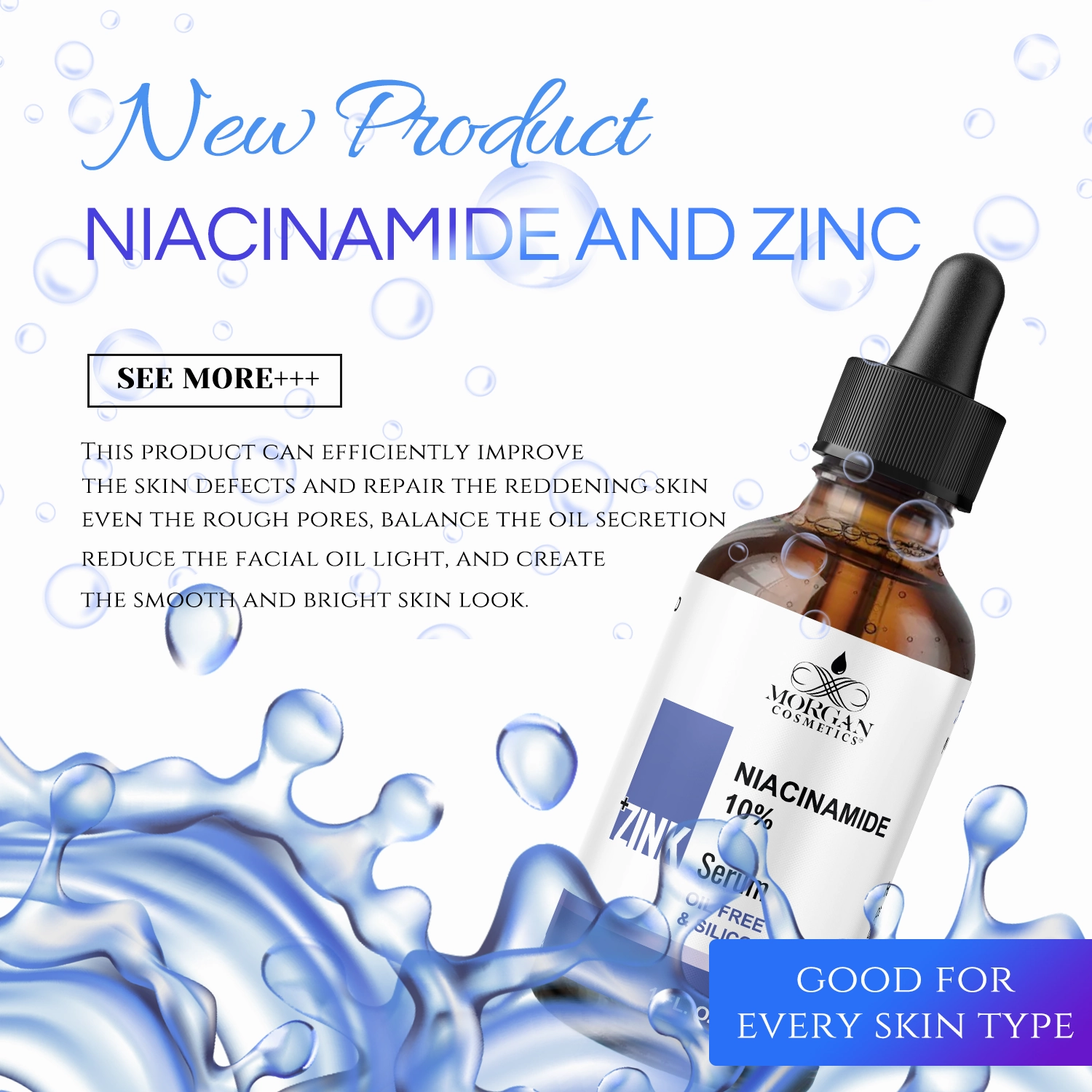 Niacinamide 10%   Zink 1% Serum 1 oz by Morgan Cosmetics