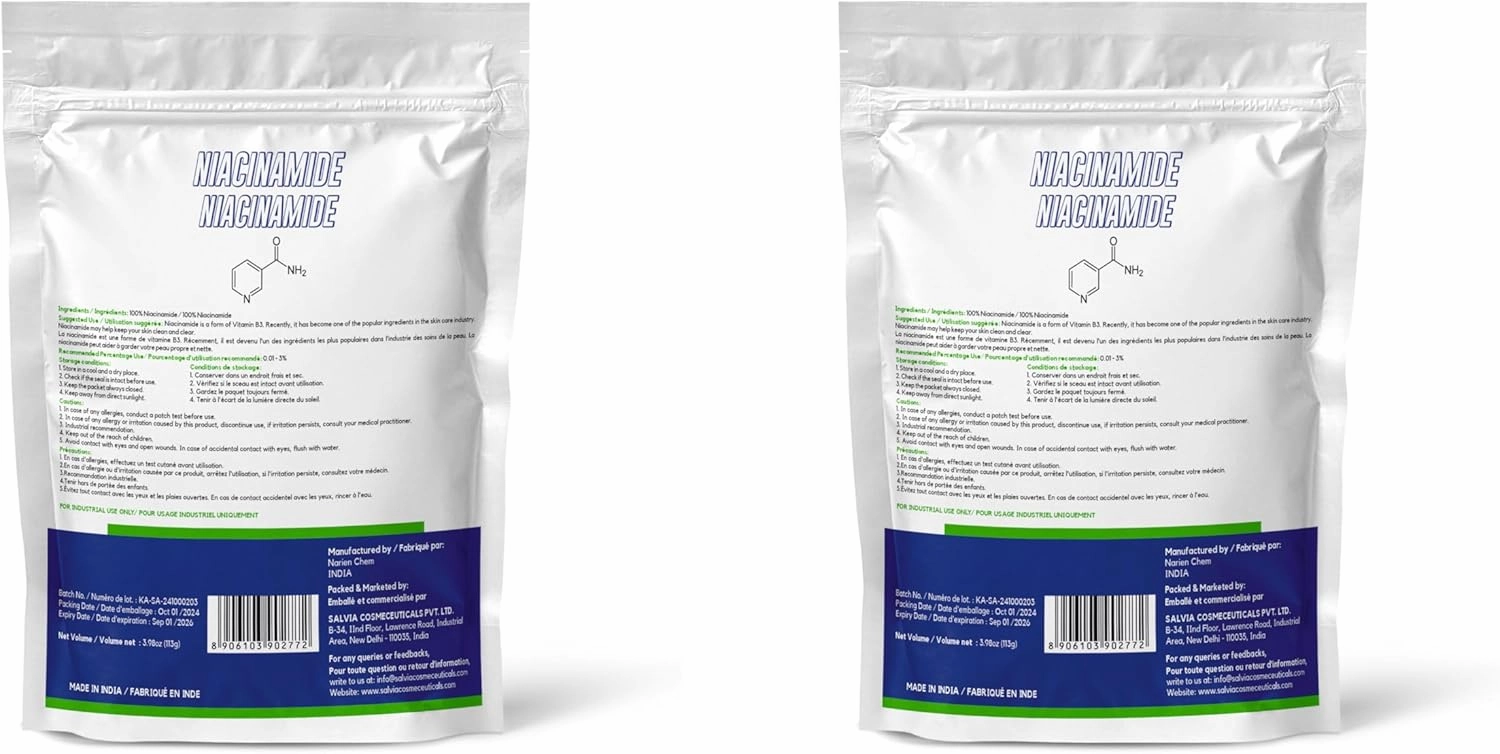 Niacinamide -3.9oz Pure Niacinamide Powder, Niacinamide Powder Cosmetic Grade, DIY Niacinamide Powder for Serum & Cream- Pack of 2