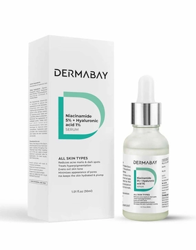 Niacinamide 5%  Hyaluronic acid 1% Serum Anti Acne Serum Reduce open pores, dark spots, blemishes and acne marks Suits All Skin Types For Women & Men 30 ml