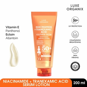 Niacinamide   Tranexamic Acid Youthful Glow Whitening Serum Lotion SPF50 PA  200ml