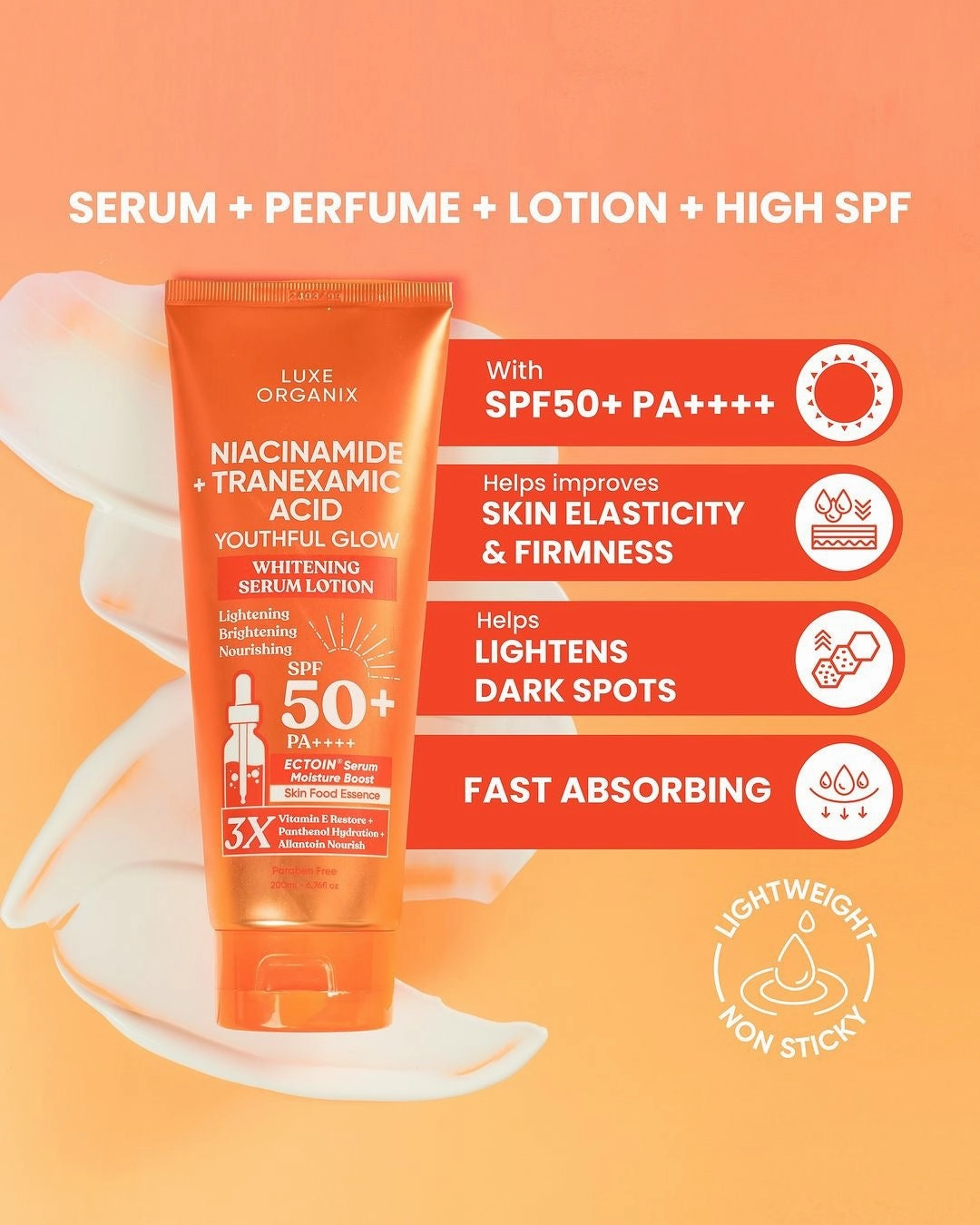 Niacinamide   Tranexamic Acid Youthful Glow Whitening Serum Lotion SPF50 PA  200ml