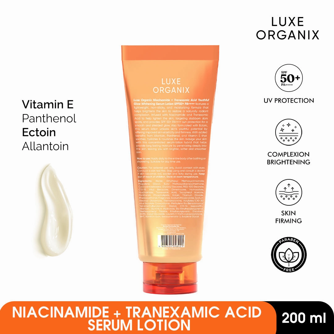 Niacinamide   Tranexamic Acid Youthful Glow Whitening Serum Lotion SPF50 PA  200ml