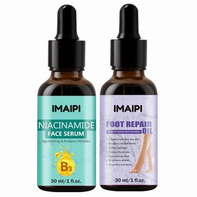 Niacinamide Face Serum 30ml and Foot Repair Oil 30ml Set, Anti-Aging Facial Tre.at.mnt and Heel Care So.lu.tion