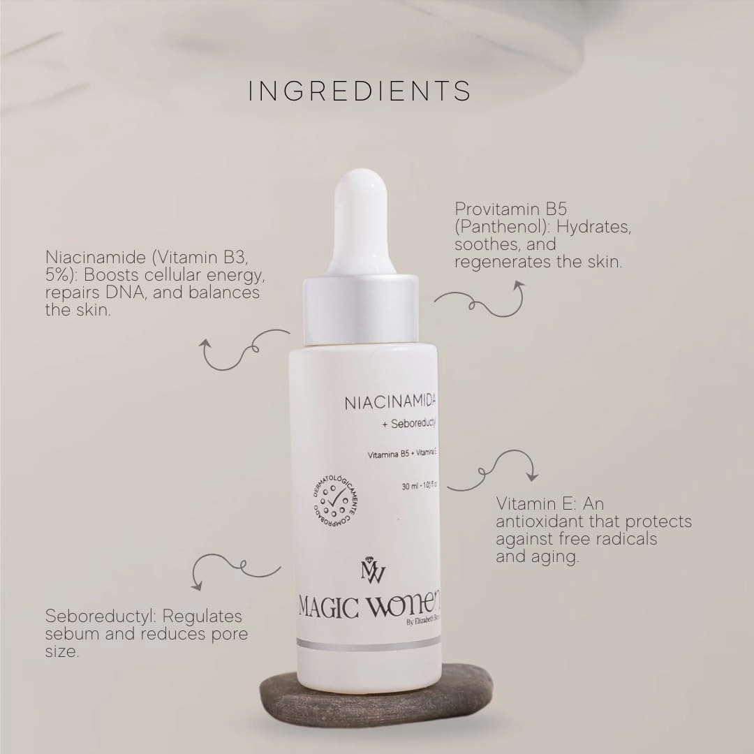 Niacinamide Face Serum 5% – Pore Minimizer with Vitamin B5 & E – Oil Control & Brightening Treatment for Smoother Skin – 1 Fl Oz