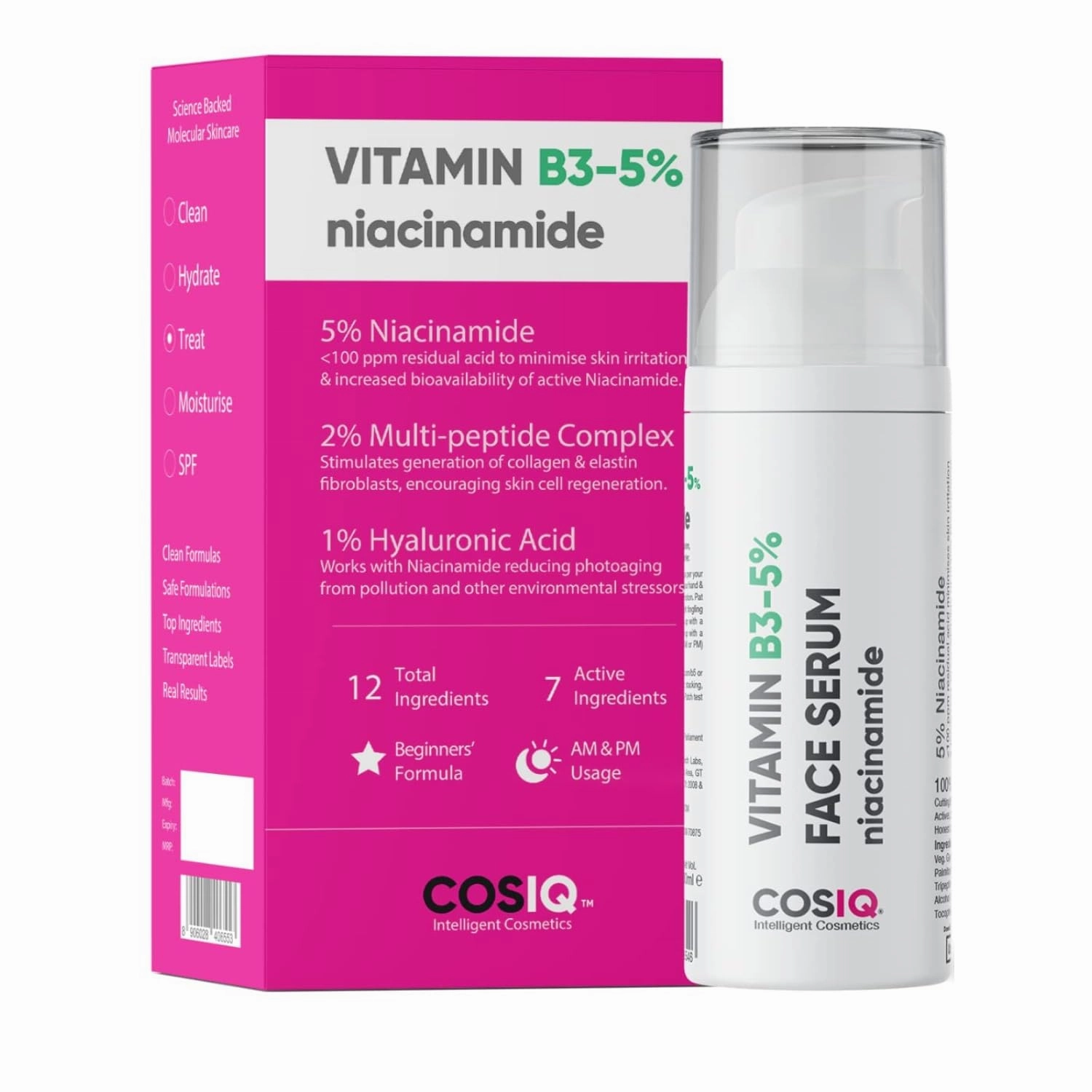 Niacinamide Vitamin B3-5% Face Serum | Ultra Sensitive Skin | 2% Multi-Peptides & 1% HA | Hydrates, Repairs, Regenerates Skin Cells | Clears & Improves Texture | 30ml