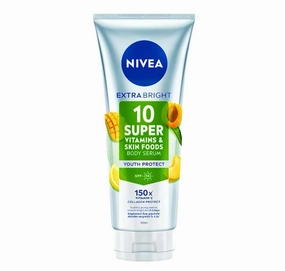 NIVEA Extra Bright 10 Super Vitamins Skin Foods Body Serum, 320 ml, Youth Protect