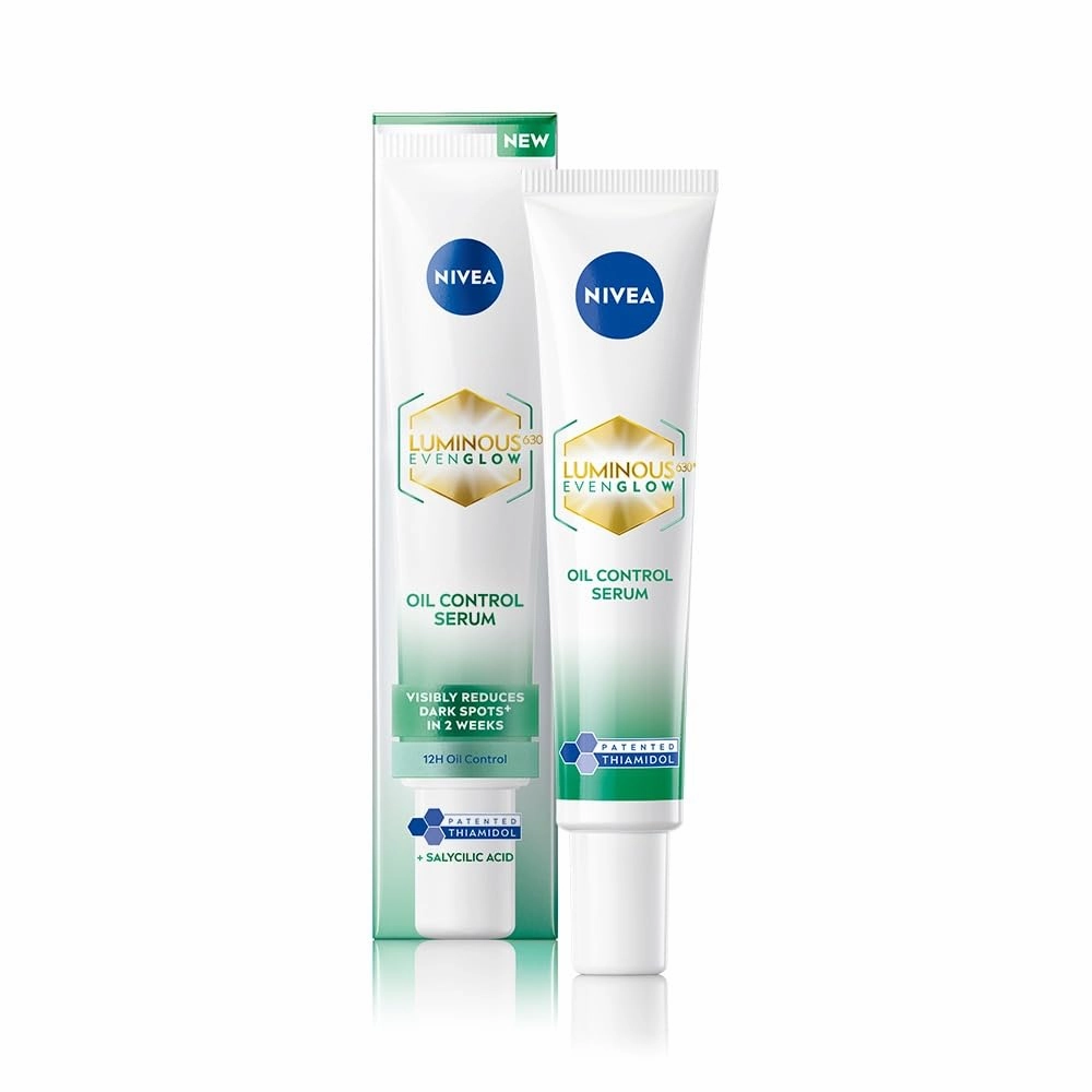 NIVEA Luminous Even Glow Oil Control Face Serum with Thiamidol (60X more effective than Vitamin C), Salicylic Acid, Hyaluronic Acid, Green Tree extracts for Dark Spots Reduction & Hydration