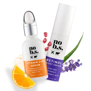 No Bad Stuff - Fresh   Smooth Duo - Vitamin C   E Serum & Retinol Night Cream, Boosts, Hydrates, and Reduces Wrinkles & Dark Spots (1 fl oz each)