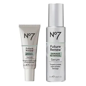 No7 Future Renew Damage Reversal Serum Duo - Anti-Aging Face Serum for Glowing Skin - Hyaluronic Acid   Niacinamide for Skin Damage Reversal - Includes 1 Regular   1 Travel Size (0.33 & 0.84 oz)