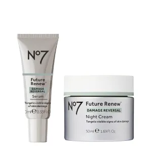 No7 Future Renew Renew Face Serum (0.33 Fl Oz) & Night Cream (1.69 Fl Oz) Bundle - Peptide Technology to Reverse Visible Signs of Damaged Skin - 2-Piece Bundle