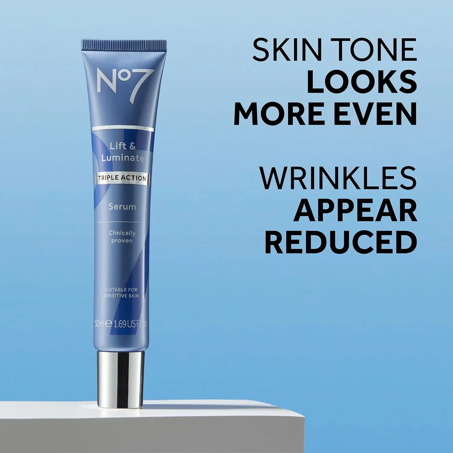 No7 Lift & Luminate Triple Action Face Serum - Collagen Peptide Anti-Wrinkle   Brightening Emblica & Vitamin C Serum   Pro Retinol Skin Firming Hyaluronic Acid & Hibiscus (50ml)