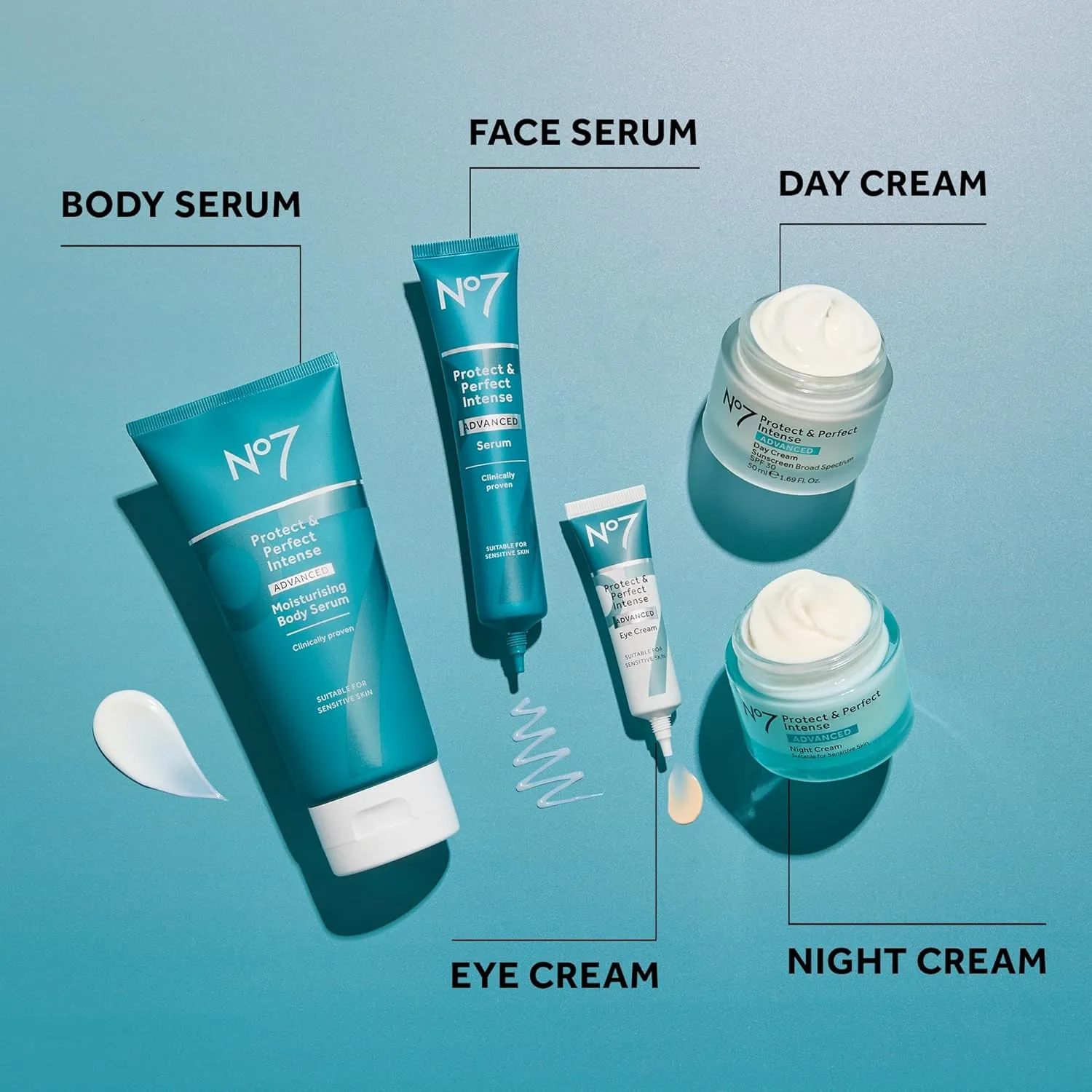 No7 Protect & Perfect Intense Advanced Serum - Rice Protein & Alfalfa Complex for Fine Lines and Wrinkles - Anti-Aging Facial Serum with Matrix 3000  Technology (2 pack, 1.69 Fl Oz each)