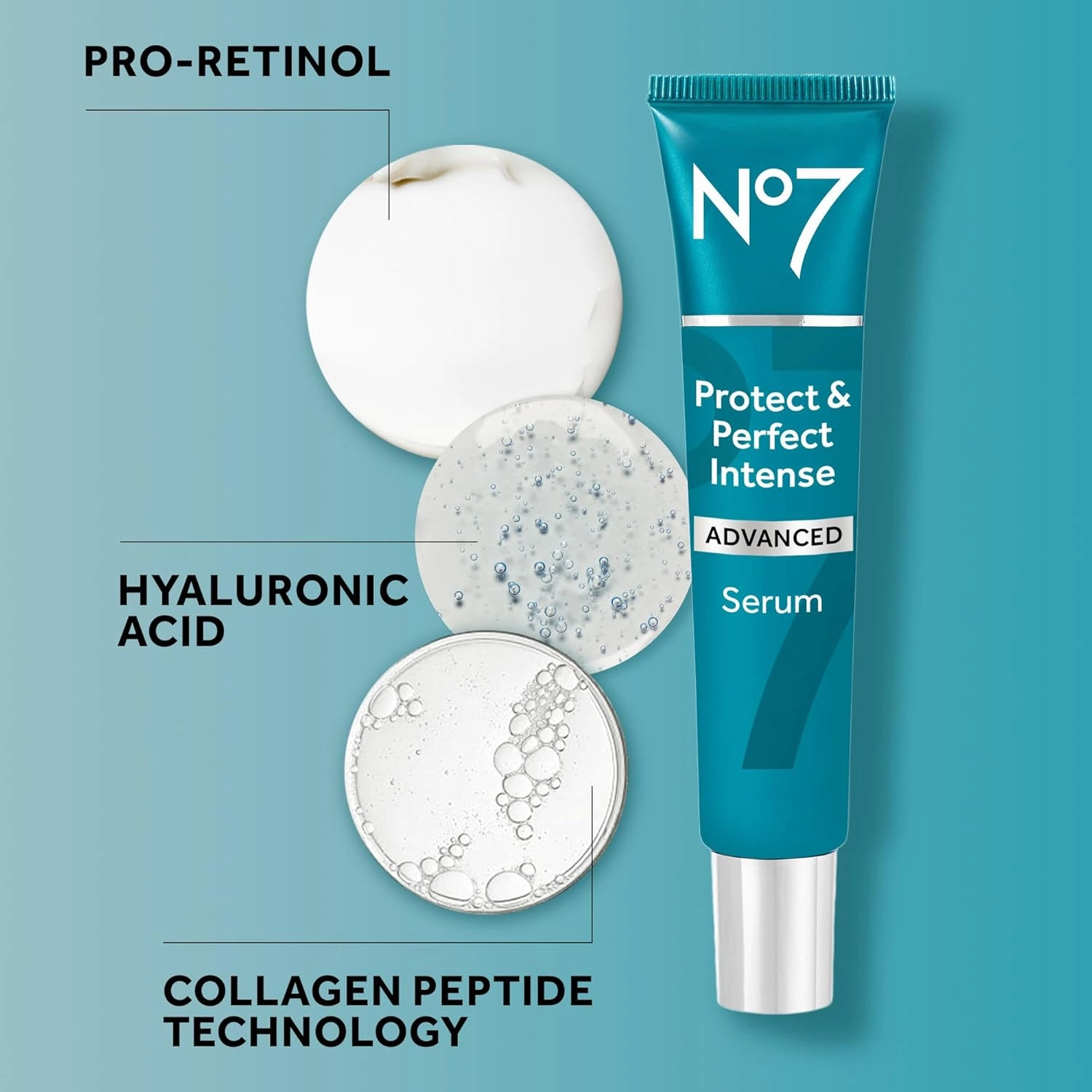 No7 Protect & Perfect Intense Advanced Serum - Anti-Aging Face Serum that Visibly Smoothes & Firms Fine Lines and Wrinkles - Formulated with Hyaluronic Acid and Matrix 3000  Technology (1 Fl Oz)