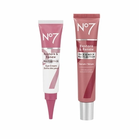 No7 Restore & Renew Serum & Eye Cream Bundle - Includes Face & Neck Multi Action Serum and Multi Action Eye Cream - Skincare Kit for Face, Neck and Eyes - 2-Piece Bundle