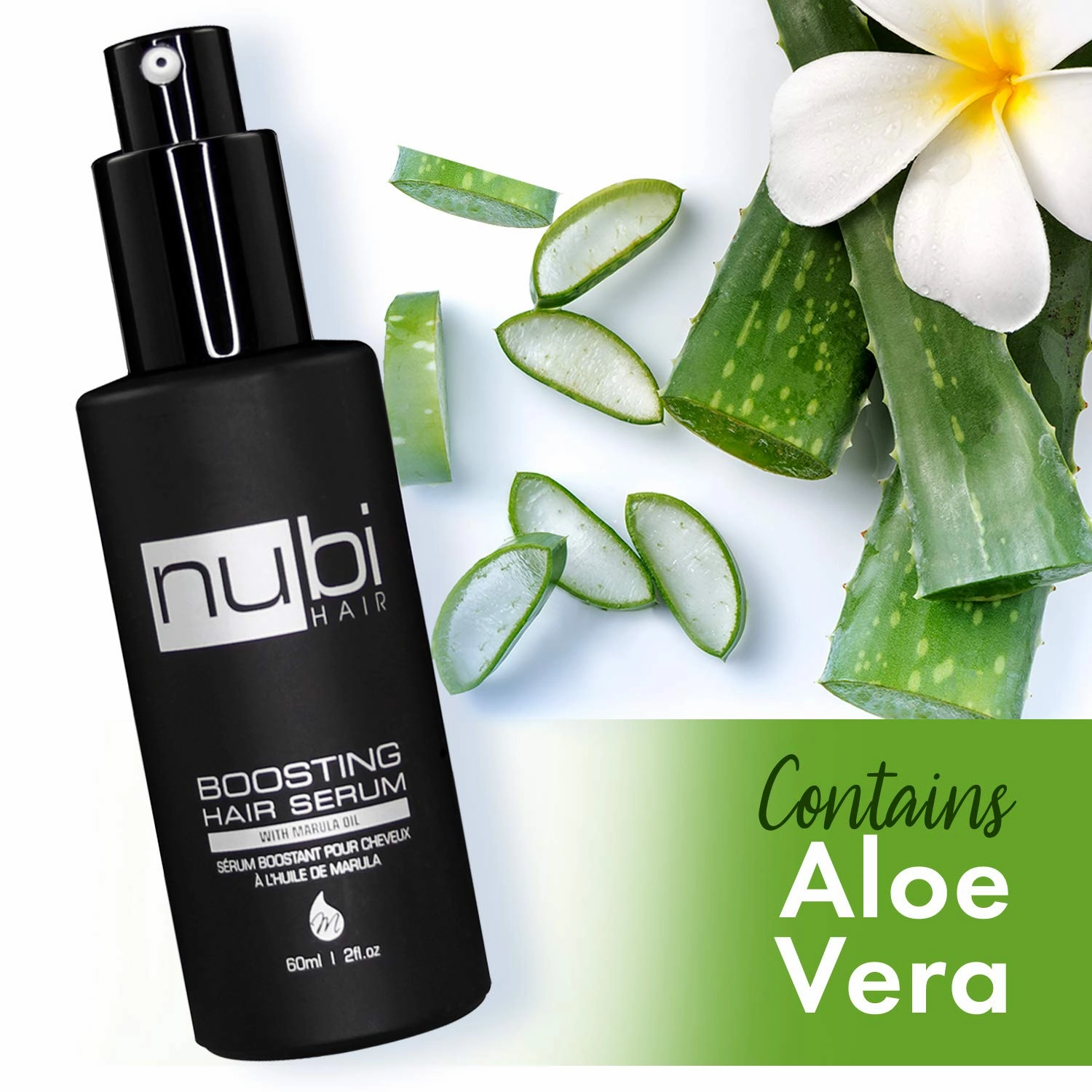 Nubi Serum for Damaged Hair, Marula Repair Serum with Aloe, Vitamin E, Hydrates and Smooths Hair, Frizz Control Product for Women and Men, 2 Fl. Oz. / 60 Ml., 1 Count