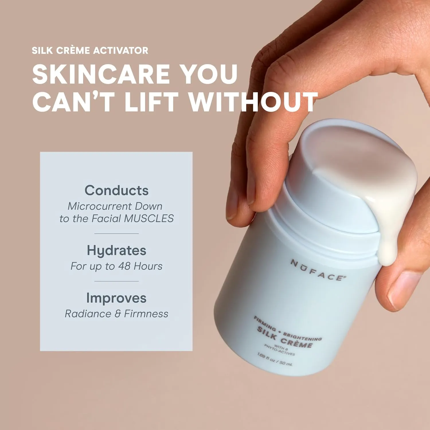 NuFACE Silk Creme Activator - Brightening & Firming Conductive Serum for Microcurrent - Powered by IonPlex, 8-Phyto Actives & Hyaluronic Acid to Enhance Microcurrent Facial Device Results (3.3 oz)