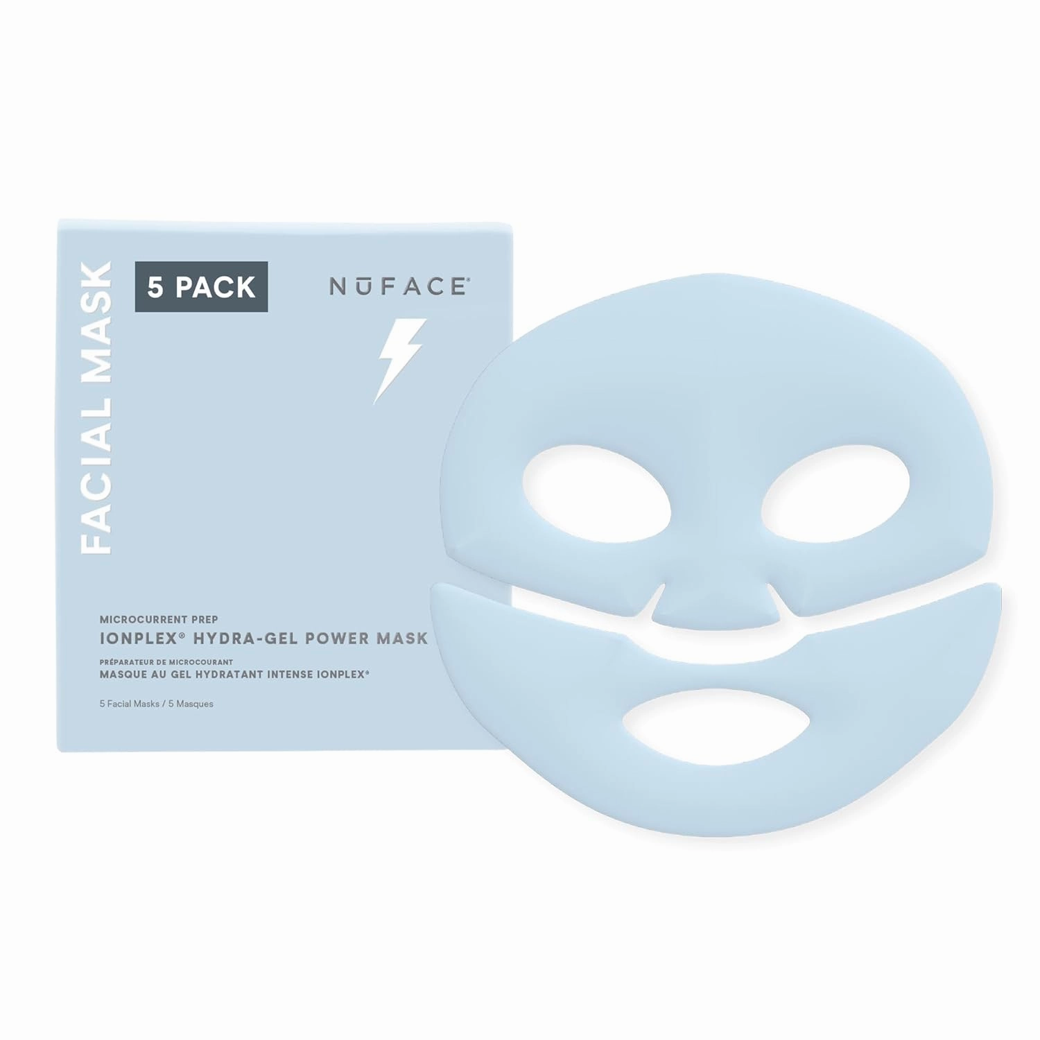 NuFACE IonPlex Hydra-Gel Power Mask - Hydrogel Korean Face Mask to Help Boost Hydration, Smooth Fine Lines & Enhance Microcurrent Results - Reveals a Dewy, Glass Skin Glow (5 Count)