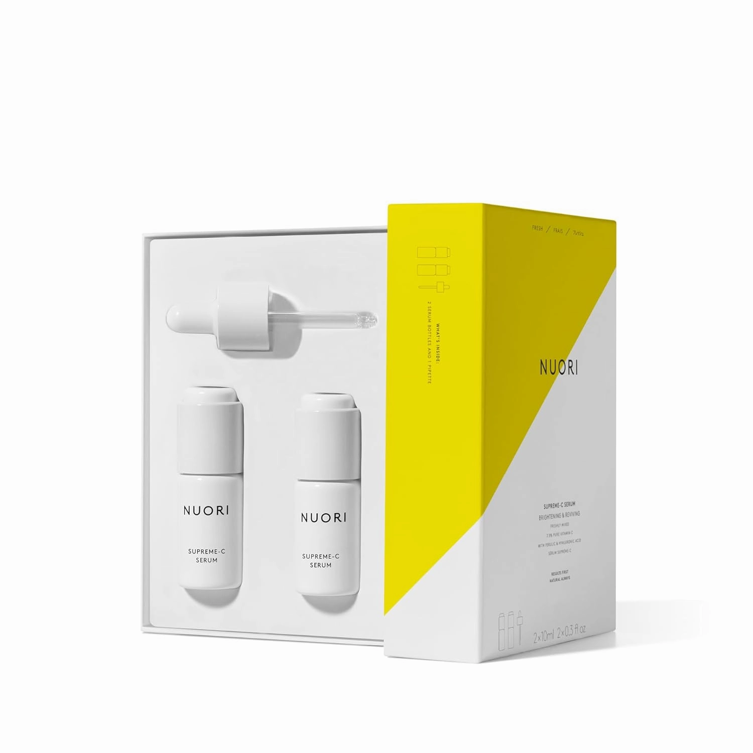 NUORI Supreme-C Serum | Brightening Vitamin C Serum, For All Skin Types, All Natural, 2 x 10 ml / 2 x 0.3 fl oz