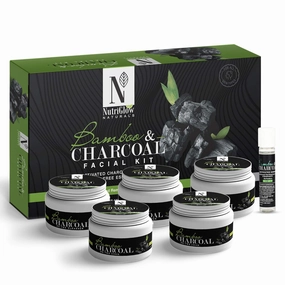 NUTRIGLOW Natural's Bamboo & Activated Charcoal Facial Kit For Brighter Skin, Deep Pore Cleansing Acne Prone Oily Skin & Blackheads Removal, All Skin types (8.8 Oz   0.3 Fl Oz)