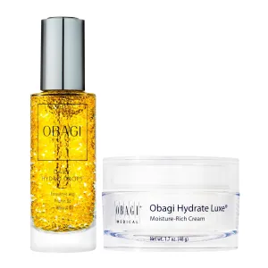 Obagi Daily Hydro-Drops Facial Serum & Hydrate Luxe Ultra-Rich Moisturiser Bundle – Hydrates & Softens the Appearance of Fine Lines & Wrinkles with Niacinamide   Biomimetic Peptides