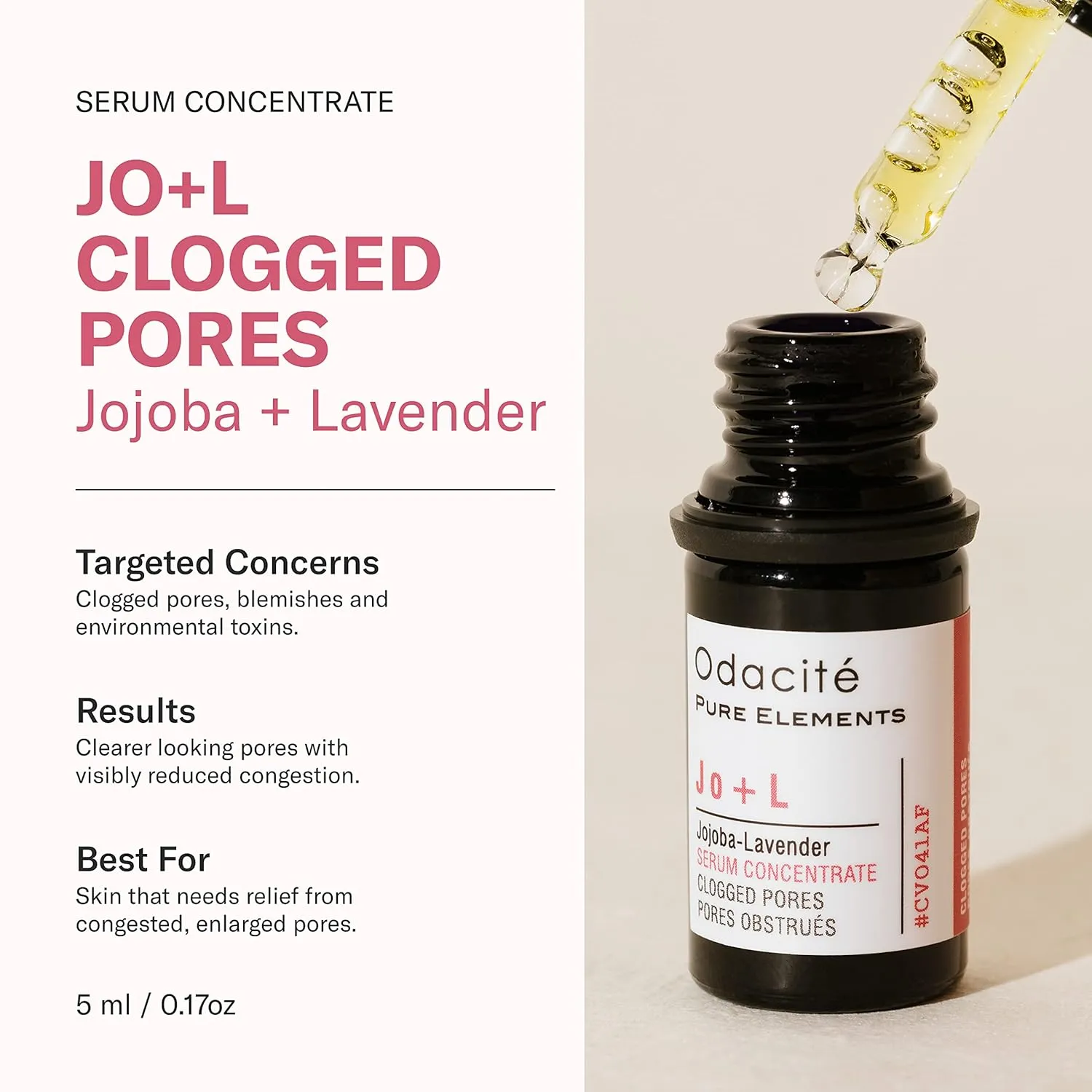 Odacité Acne Serum Concentrate for Face, Pore Cleanser Facial Oil for Skincare with Jojoba   Lavender - Clogged Pores Facial Serum Concentrate, Blackhead Remover Serum, 0.17 fl. Oz