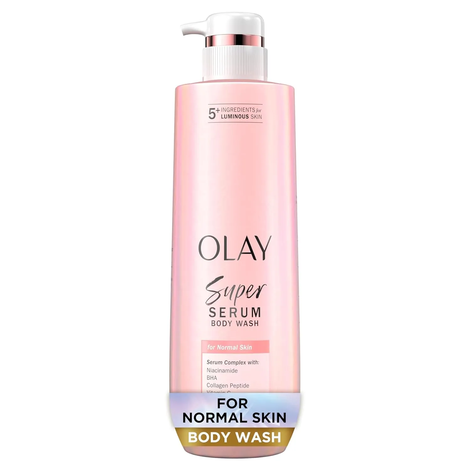 Olay Super Serum Body Wash for Normal Skin, 24hr Long Lasting Hydration, 5  Ingredient Serum Complex for Bright Even Firm Luminous Skin, 18.5 fl oz