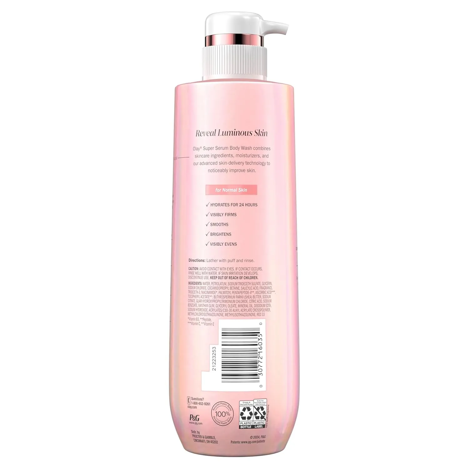 Olay Super Serum Body Wash for Normal Skin, 24hr Long Lasting Hydration, 5  Ingredient Serum Complex for Bright Even Firm Luminous Skin, 18.5 fl oz