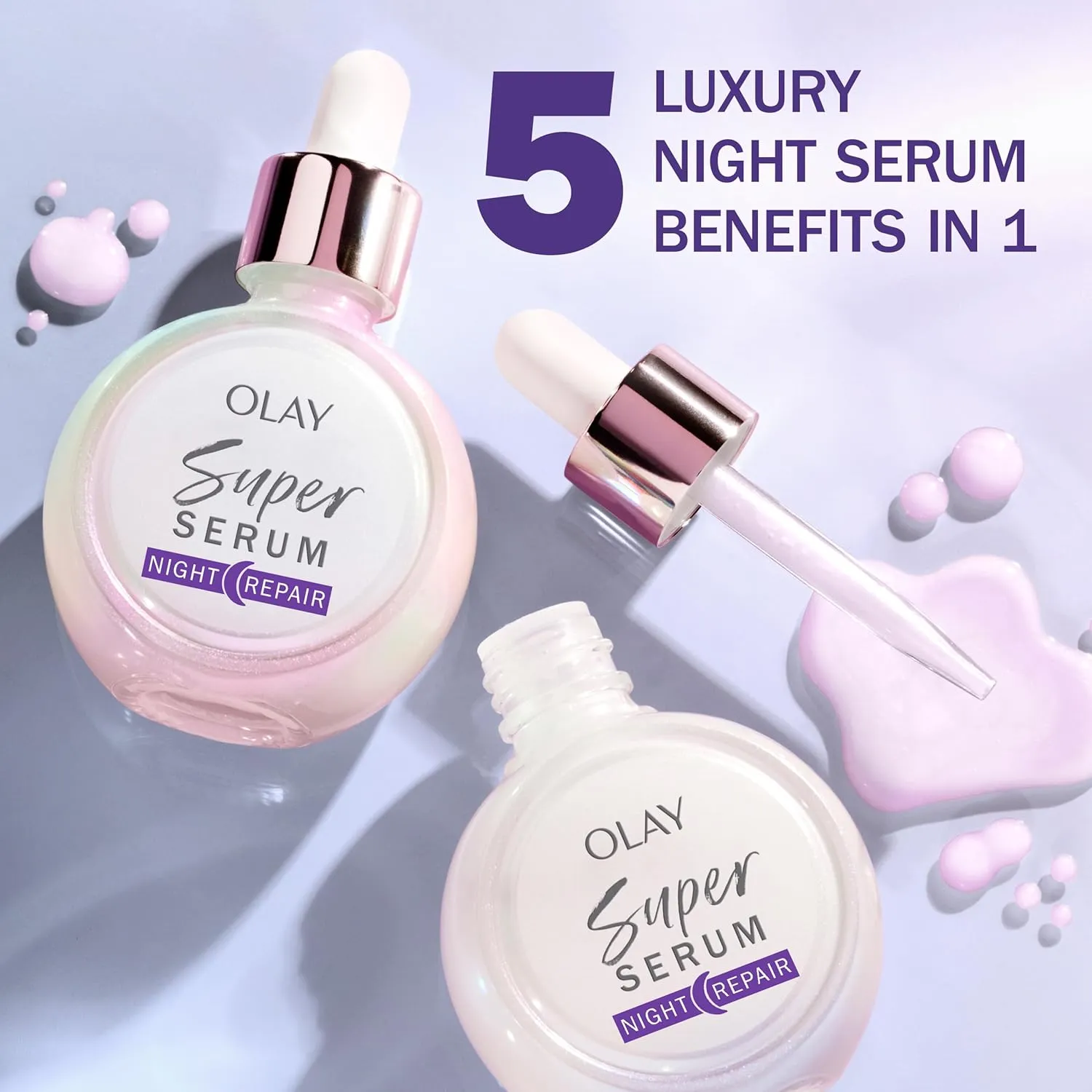 Olay Super Serum Night Repair for Face - Niacinamide, Peptide, Salicylic & Lactic Acid, Glycerin ​- Anti-Wrinkle, Dark Spot Reduction, Hydrating, Smooths Fine Lines, Skin Surface Renewal, 1.0 Oz