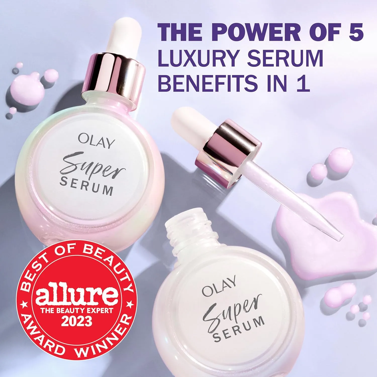 Olay Super Serum - Vitamin C & E, Niacinamide, Collagen Peptide, AHA - Glass Skin Care for Face - Brightening, Hydrating, Firming, Evens Tone, Smooths Fine Lines, Dark Spot Reduction, 1.0 Oz