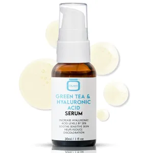 Omic, Green Tea & Hyaluronic Acid Serum for Face – 1 fl oz / 30 ml - Acne Spot Remover, Reduce Wrinkles, Helps to Hydrayein Skin, Anti-aging Serum