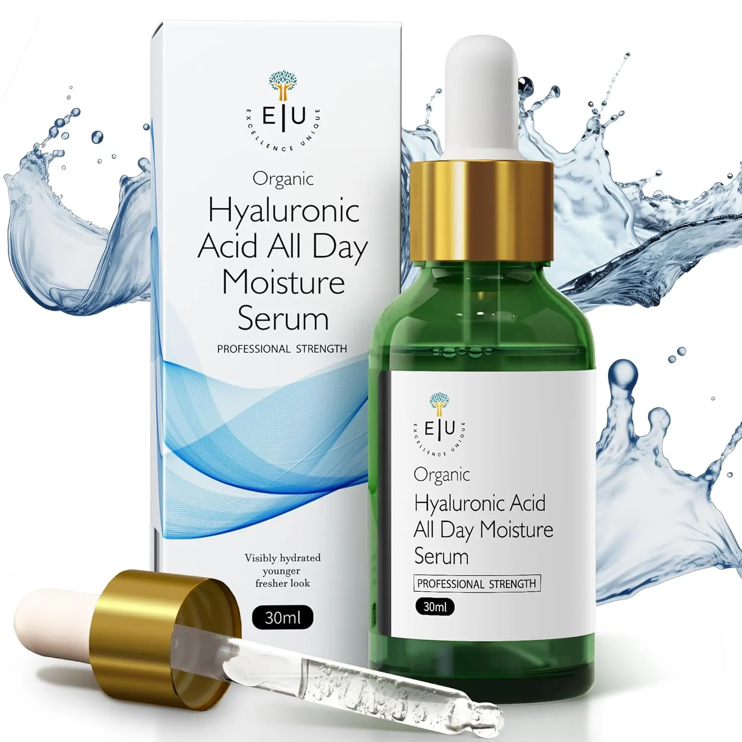 Organic Hyaluronic Acid Serum for Face – 30ml Hydrating Serum – Hyaluronic Acid Serums for Deep Moisture, Plumping & Anti-Aging