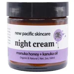 Organic Manuka Honey   Kanuka Oil Night Repair Face Moisturizer Cream | Rejuvenating, Calming, Restoring | 2.5 month supply, 2oz/60ml | Made in New Zealand