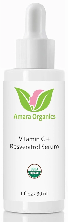 Organic Vitamin C Serum with Resveratrol - USDA Certified Organic Facial Skin Care - 1 fl oz