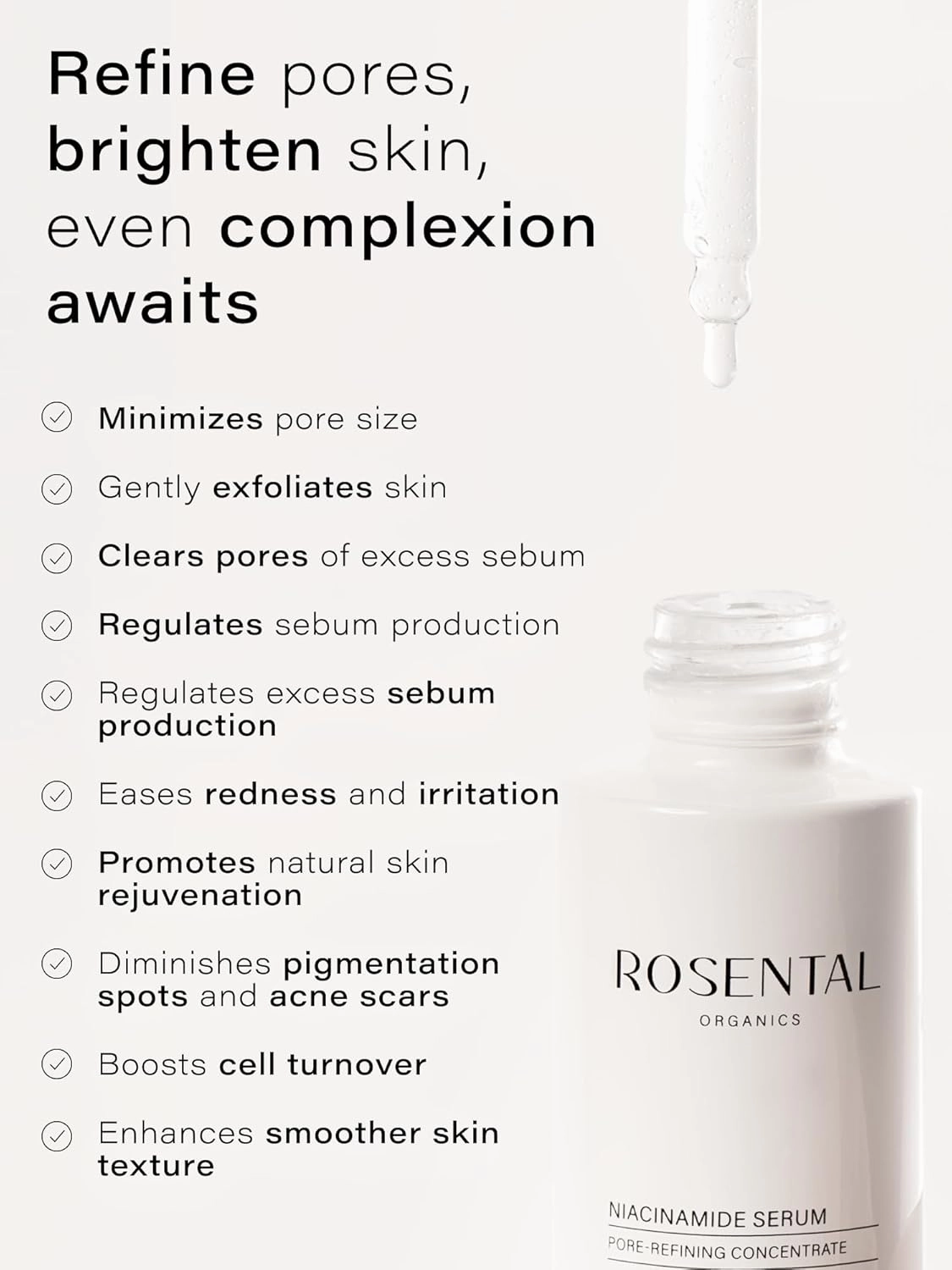 Organics Hydrating Facial Serum - 100% Vegan & Natural Cosmetics (30 ml, Niacinamide Serum)