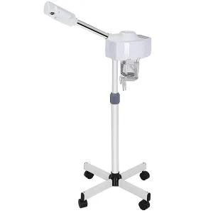 Ozone Professional Facial Steamer with with Ionic Warm Mist Serum Absorption Deep Clean Tighten Skin Care Aromatherapy Facial Steamer Adjustable Height and Rolling Wheels