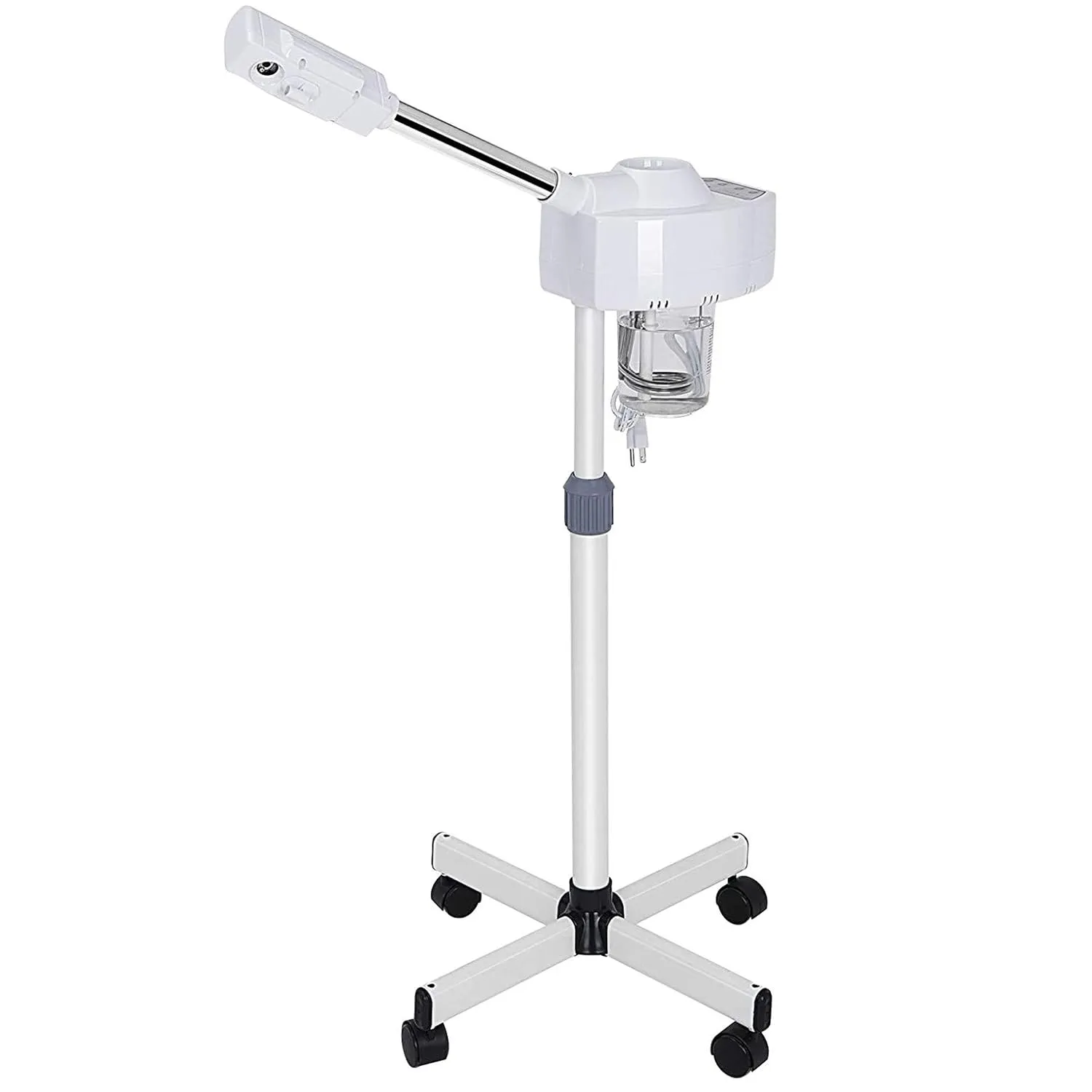 Ozone Professional Facial Steamer with with Ionic Warm Mist Serum Absorption Deep Clean Tighten Skin Care Aromatherapy Facial Steamer Adjustable Height and Rolling Wheels