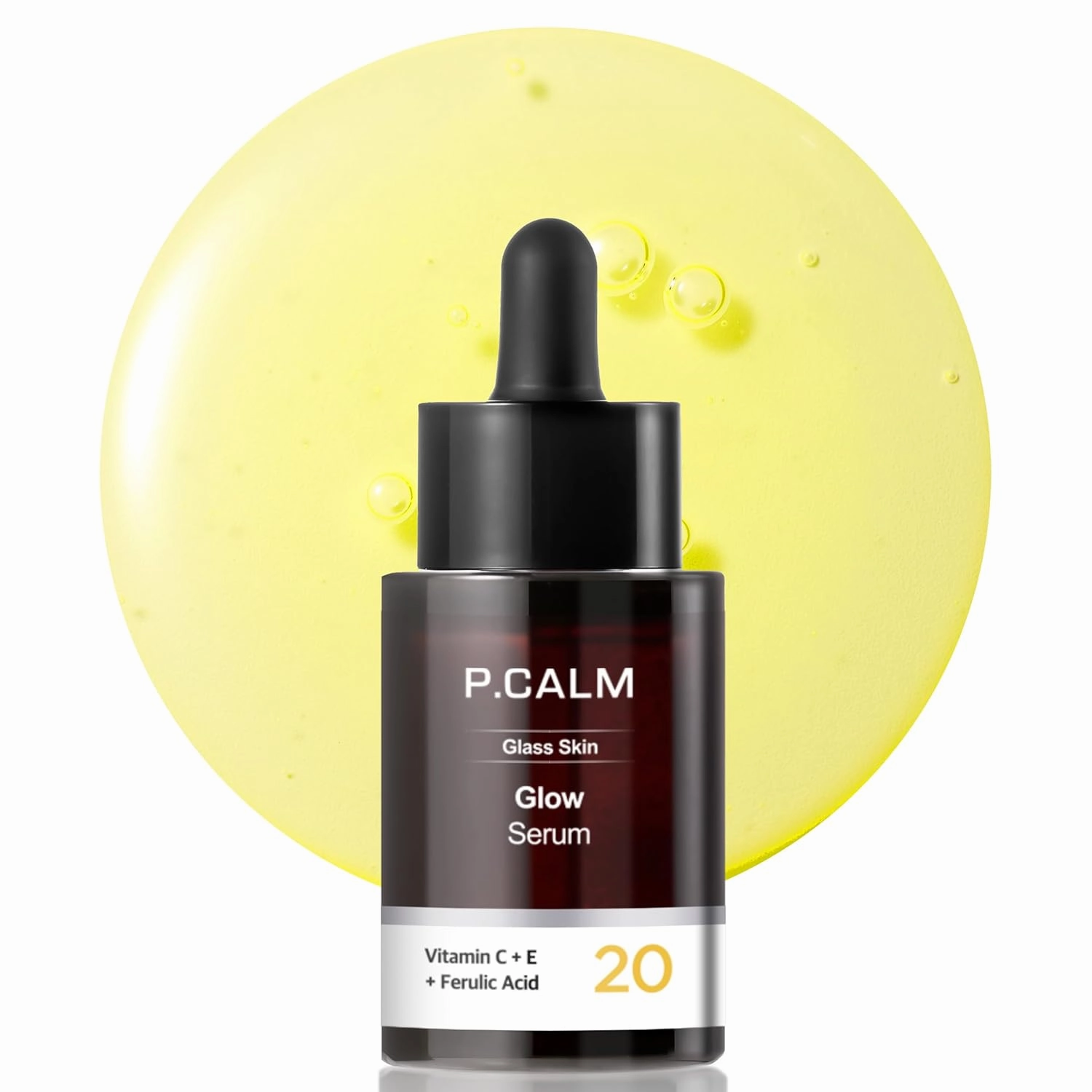 P.CALM Glow Serum – Vitamin C   E & Feurlic Acid for Glowing Skin, Skin Barrier Strengthening, and Even Skin Tone, Korean Glass Skin Serum (20g / 0.70 oz)