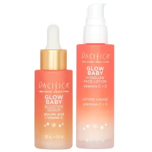 Pacifica Glow Baby Super Lit Booster Serum & VitaGlow Vitamin C Face Cream Brighten & Hydrate Skincare Bundle Daily Antioxidant Moisturizer Set for Radiant, Even-Toned Skin