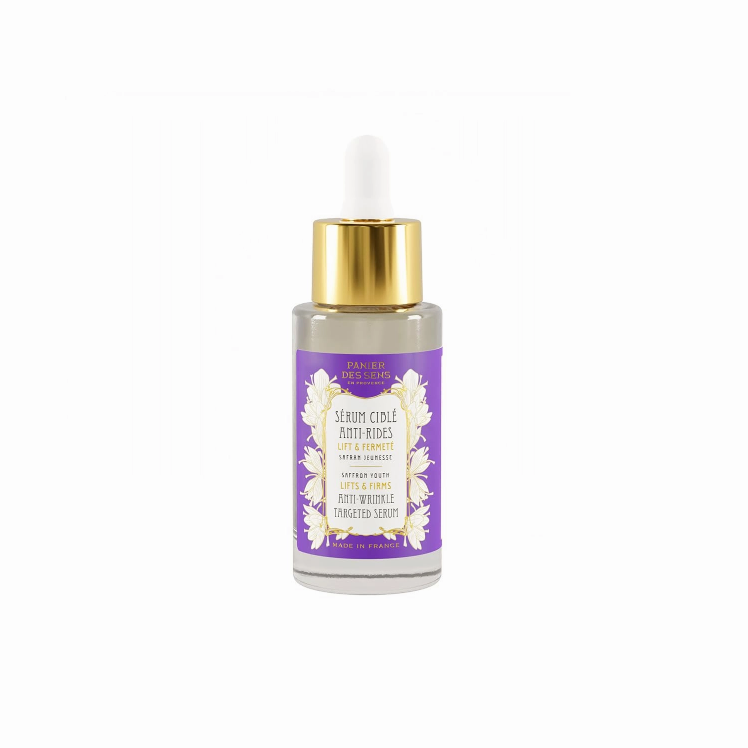 Panier des Sens - Anti Aging Serum for Face - Saffron Extract   Hyaluronic Acid - Anti Wrinkle and Lift - Skin Care for Women Made in France - Hydrating Facial Serum 97% Natural Ingredients - 1 floz