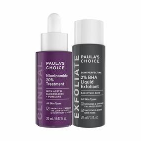 Paula’s Choice CLINICAL 20% Niacinamide Serum Treatment   Travel Size 2% BHA Salicylic Acid Liquid Exfoliant Duo, Set of 2