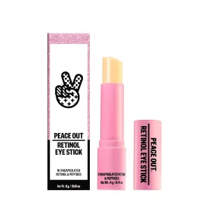 PEACE OUT Skincare Retinol Eye Stick, Daily Retinol Anti-Aging Under Eye Serum Balm, Helps Reduce Fine Lines and Dark Circles, Revitalize Area with Peptides and Astaxanthin (.14 oz)