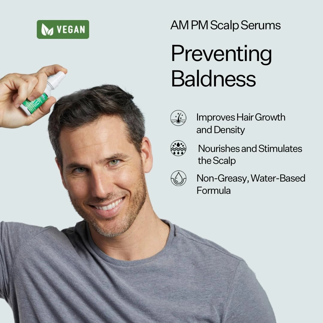 Peptide & Stem Cell Hair Growth Serum, AM & PM Bundle – Formula with Apple Stem Cells for Thicker, Stronger Hair – Stem Cell Scalp Serum for Hair Growth and Nourishment for Men & Women