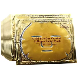 Permotary 12 PCS 24k Gold Crystal Gel Collagen Facial Masks, Treatment Deep Moisturizing Facial Masks For Anti Aging Puffiness Skincare Anti Wrinkle Tighten Skin & Revitalize Skin