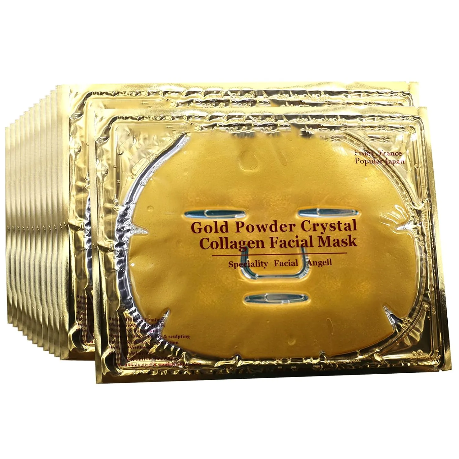 Permotary 12 PCS 24k Gold Crystal Gel Collagen Facial Masks, Treatment Deep Moisturizing Facial Masks For Anti Aging Puffiness Skincare Anti Wrinkle Tighten Skin & Revitalize Skin