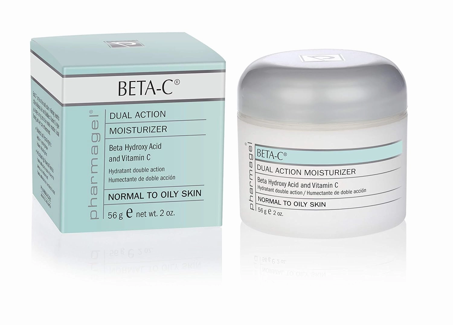 Pharmagel Beta-C Dual Action Moisturizer Normal to Oily Skin | Brightening and Smoothing Face Moisturizer | Pore Minimizer & Rejuvenation - 2 oz.