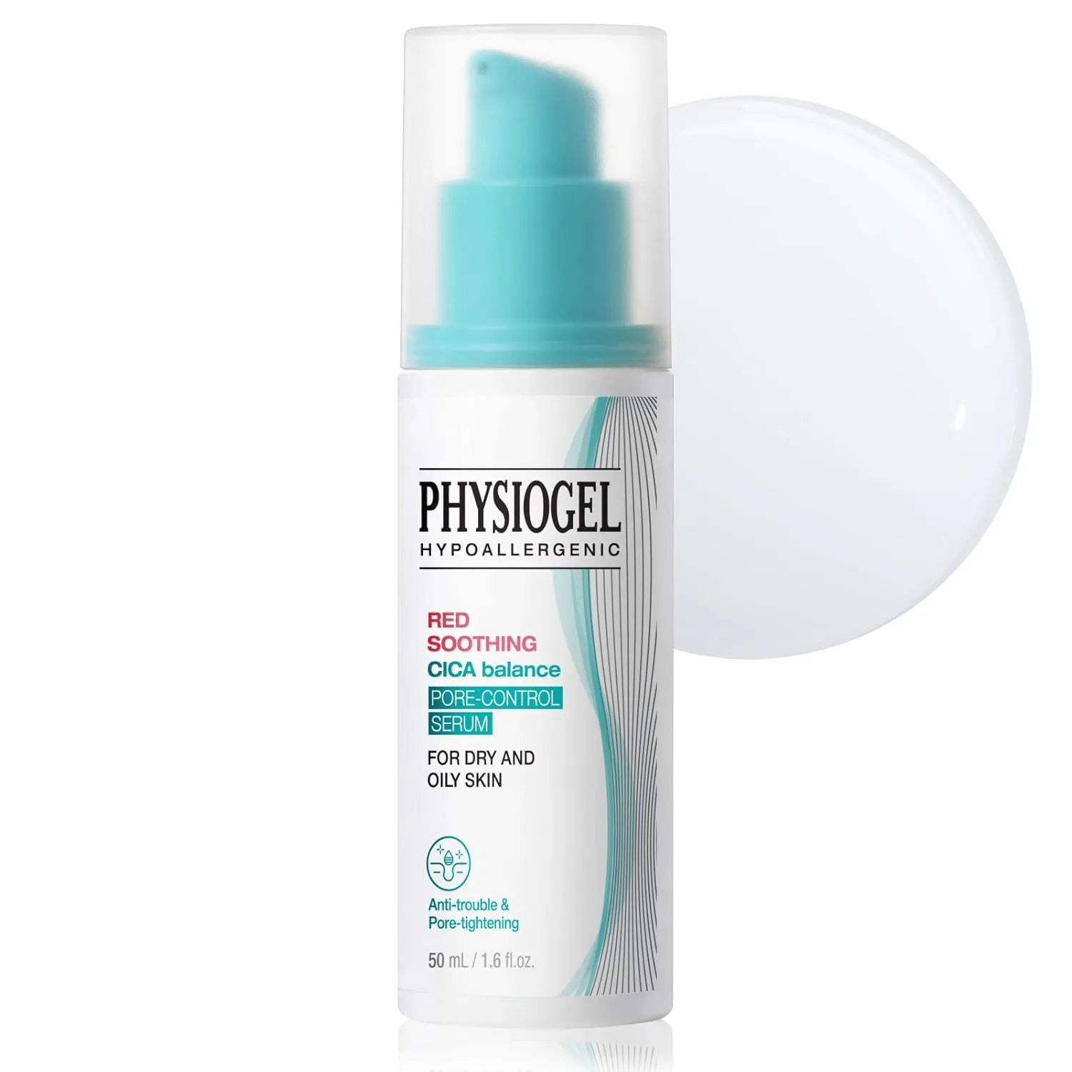 Physiogel Red Soothing CICA Balance Pore-Control Serum, Niacinamide Facial Exfoliant for Blackheads, Pore Minimizer Serum for Face, Korean skin care, 1.69 fl.oz