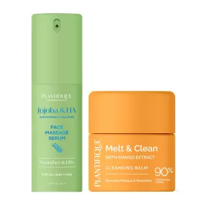 PLANTIFIQUE Korean Cleansing Balm Makeup Remover and Korean Jojoba Oil & Hyaluronic Acid Face Massage Serum