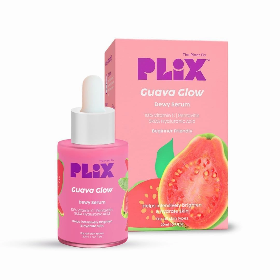 PLI'X - THE PLANT. FIX 10% Vitamin C Face Serum (20ml) for Skin Brightening & Even toned complexion with Guava Extract, Hyaluronic acid & Pentavitin, for Women & Men | All Skin Types